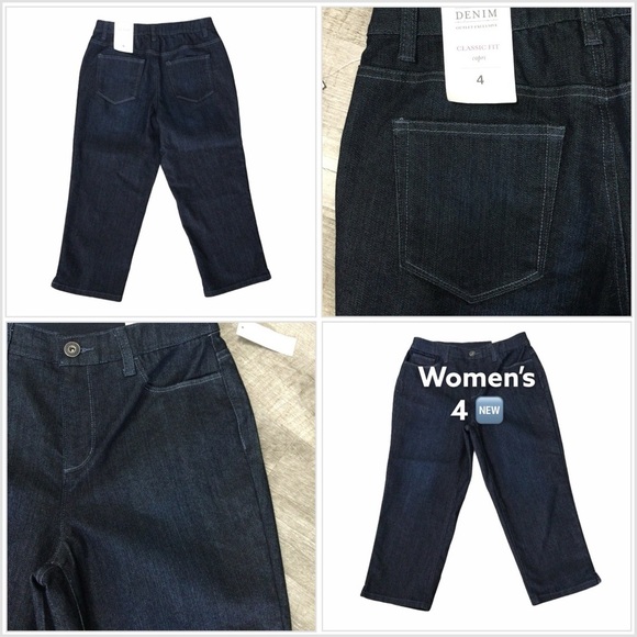 Women’s Christopher & Banks 4 S Small Capri Jeans Navy Blue Comfort Waistband - Picture 1 of 10